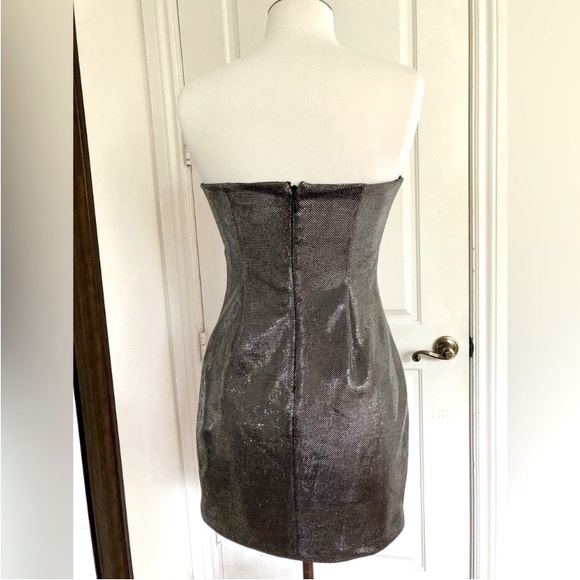 GUESS Strapless Mini Dress Lurex Metallic Look - Picture 6 of 12